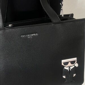 NWT KARL LAGERFELD PARIS  SATCHEL CROSSBODY BAG SHOULDER
PURSE BLACK , WITH